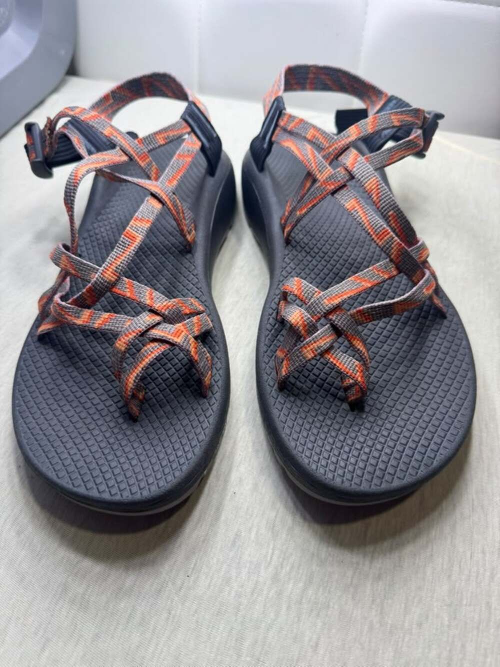 Chaco Z Cloud X2 Women's Size 10 Orange Grey Hiking Sandals Toe Loop